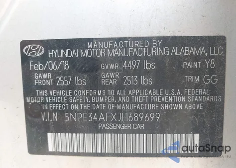 2018 Hyundai Sonata Sel from USA, damaged, VIN 5NPE34AFXJH689699
